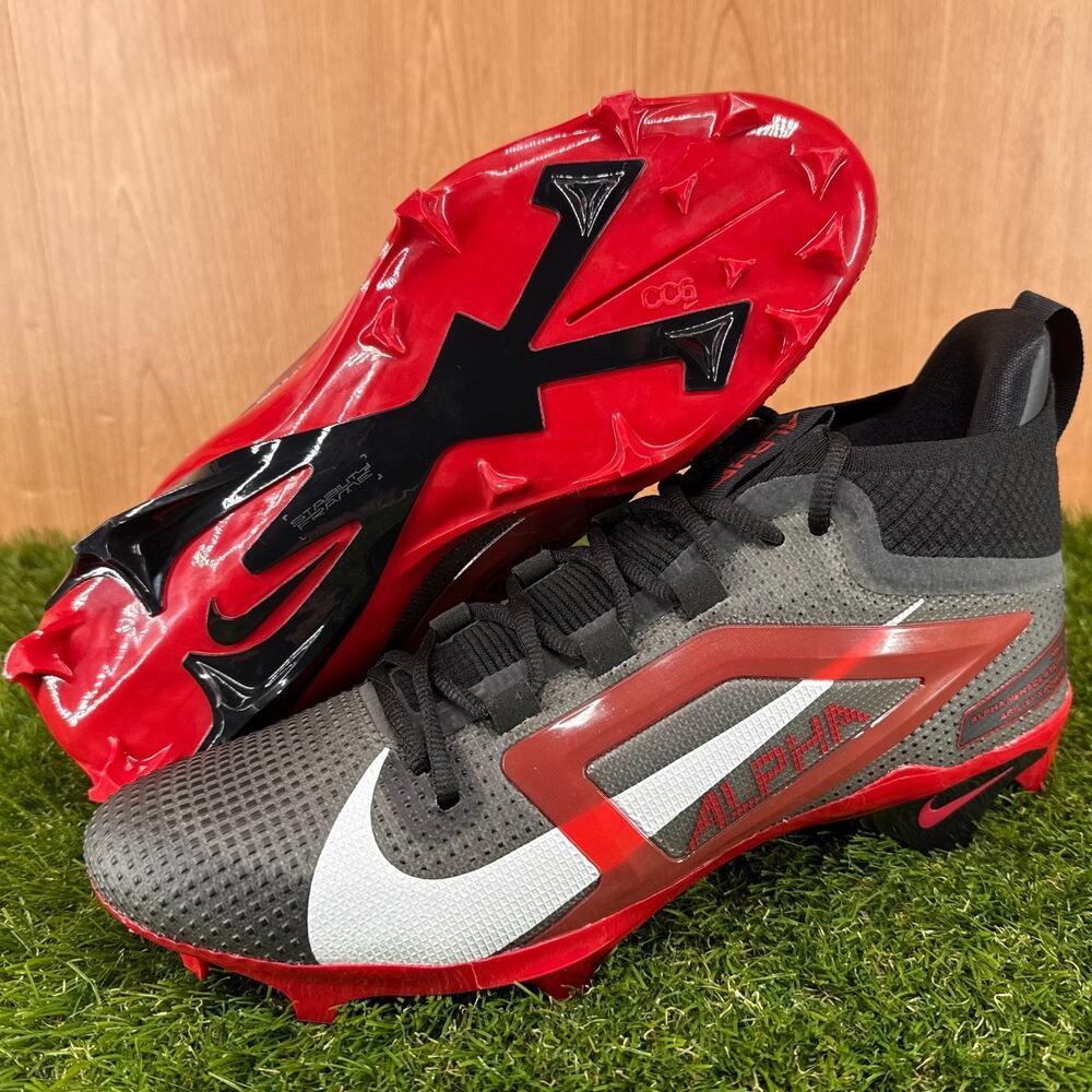 Nike Alpha Menace Elite 4 Black Red Football Cleats IB2501-005 Men's Size 11